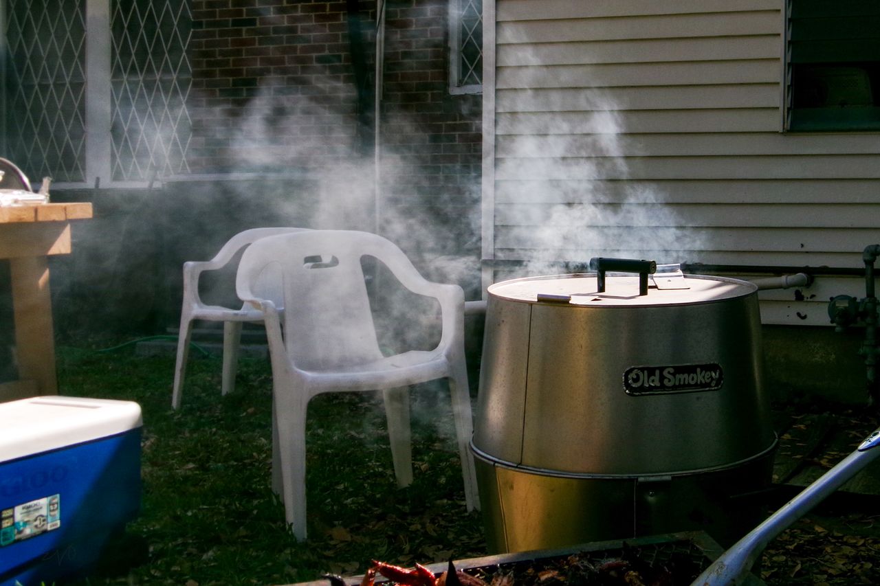 Smoke rolling off a barbecue