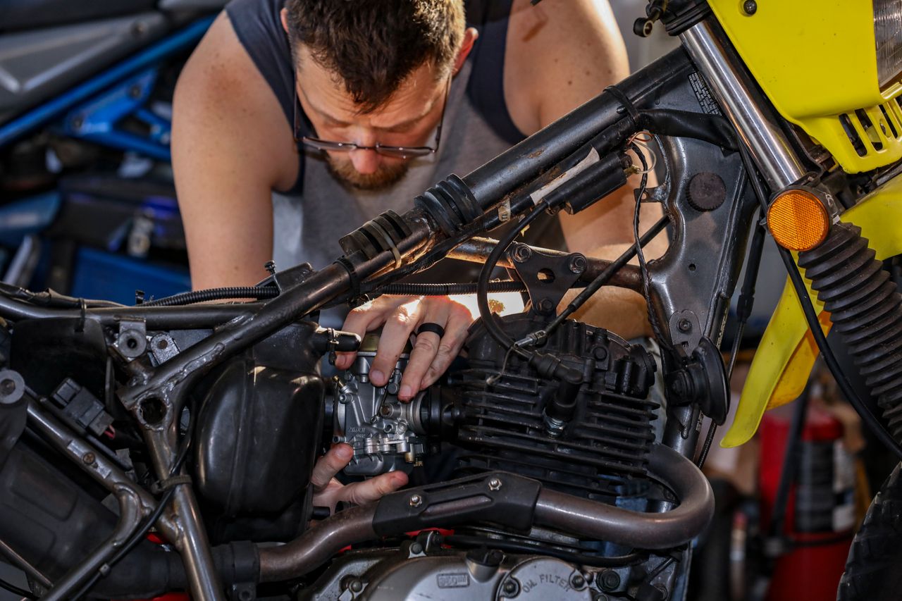 Custom fabrication work on a motorcycle